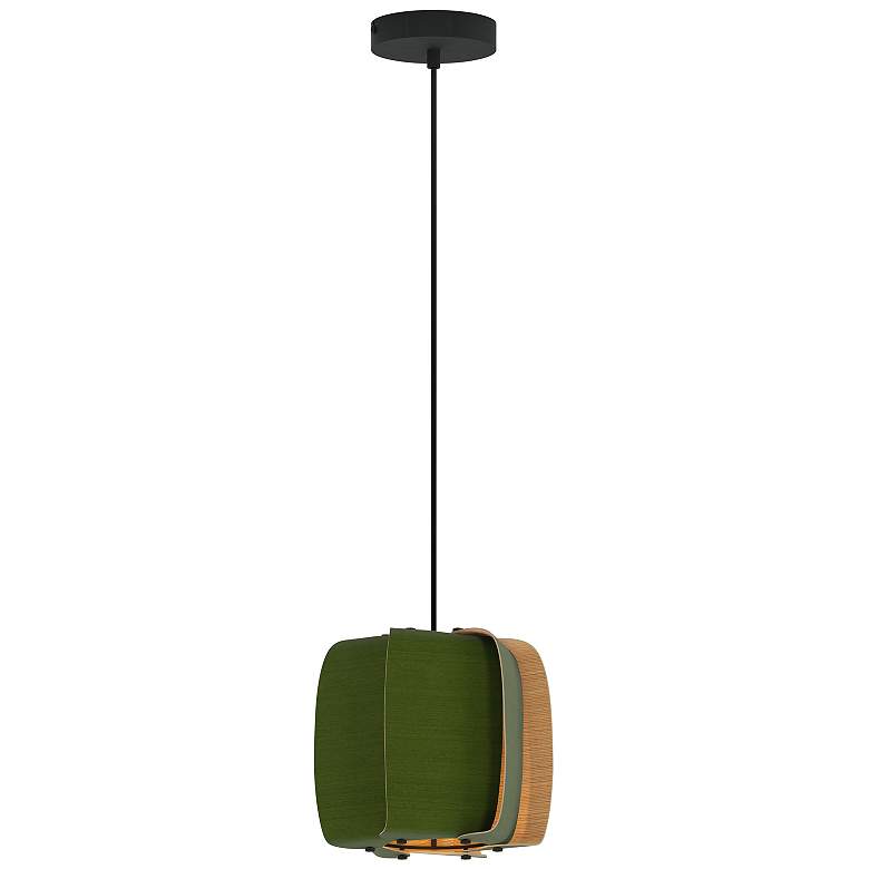 Image 1 WEP Collection Alba 26 10.25"W Pendant Black Finish with Green/Ash Shade