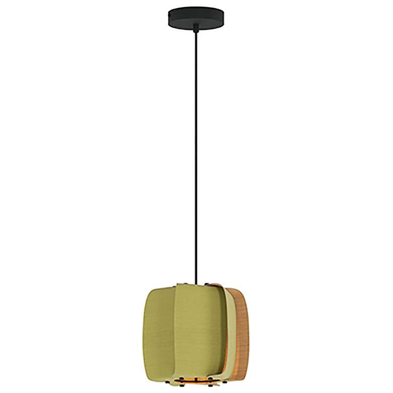 Image 1 WEP Collection Alba 26 10.25"W Pendant Black Finish with Green/Ash Shade