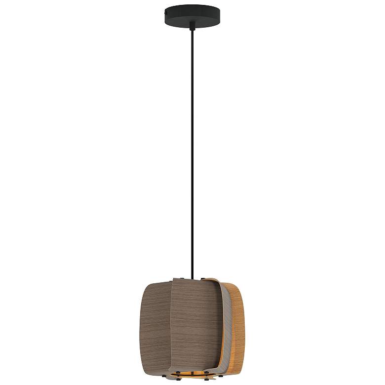 Image 1 WEP Collection Alba 26 10.25"W Pendant Black Finish with Grey Oak/Ash Shade