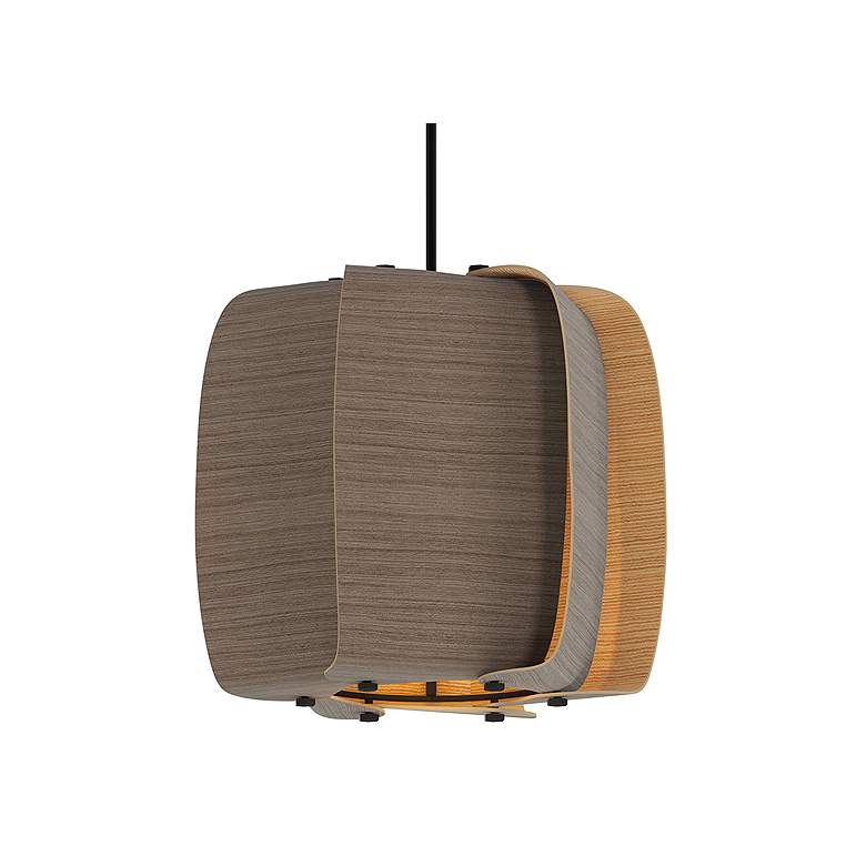 Image 2 WEP Collection Alba 26 10.25"W Pendant Black Finish with Grey Oak/Ash Shade more views