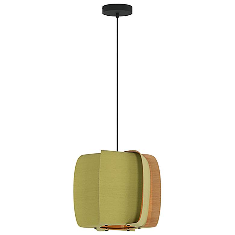 Image 1 WEP Collection Alba 40 15.75"W Pendant Black Finish w/ Pale Green/Ash Shade