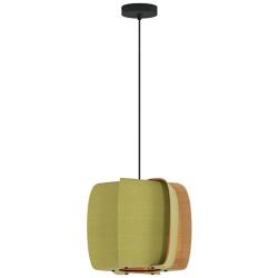 WEP Collection Alba 40 15.75"W Pendant Black Finish w/ Pale Green/Ash Shade