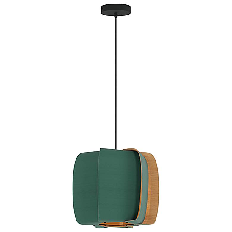 Image 1 WEP Collection Alba 40 15.75"W Pendant Black Finish w/ Petrol/Ash Shade