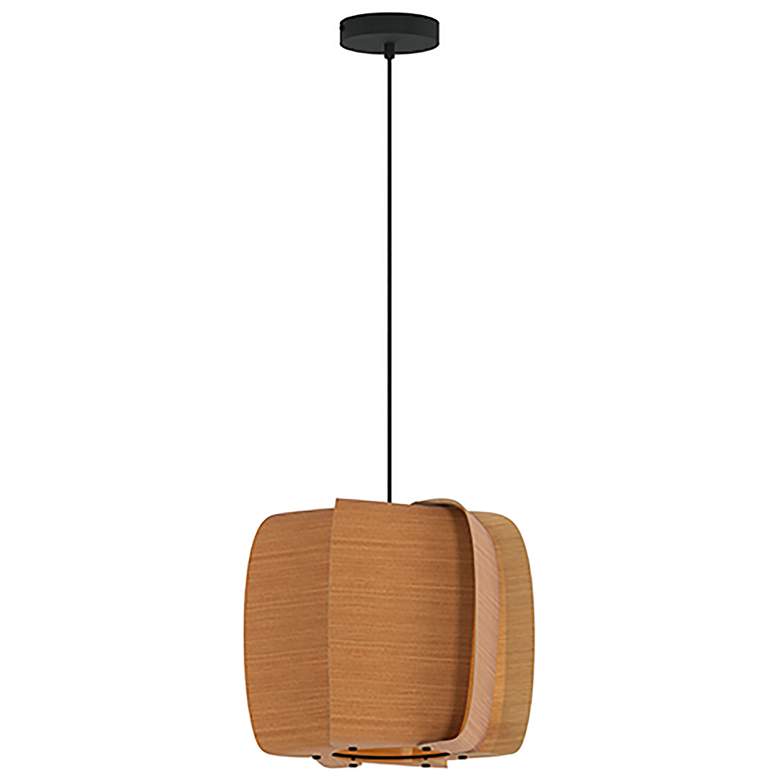 Image 1 WEP Collection Alba 40 15.75"W Pendant Black Finish with Beech/Ash Shade