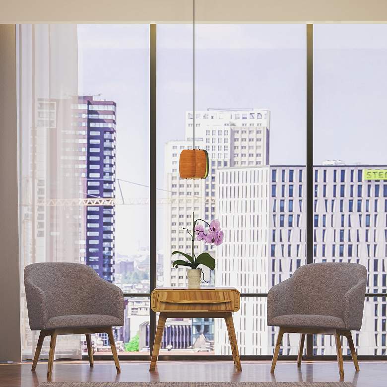 Image 2 WEP Collection Alba 40 15.75"W Pendant Black Finish with Beech/Ash Shade more views