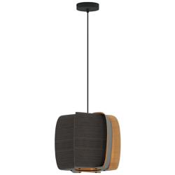 WEP Collection Alba 40 15.75"W Pendant Black Finish with Ebony/Ash Shade