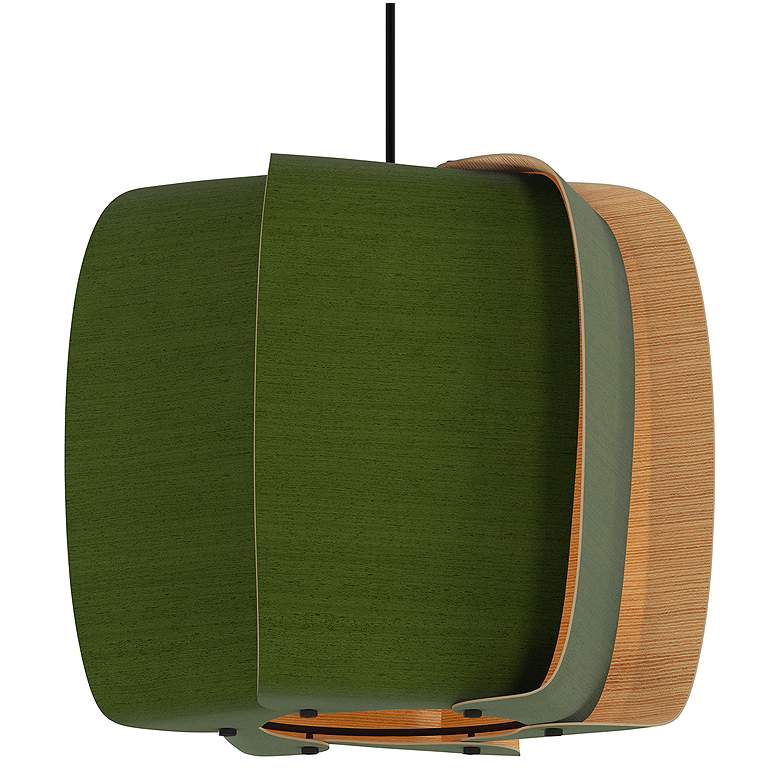 Image 2 WEP Collection Alba 40 15.75"W Pendant Black Finish with Green/Ash Shade more views