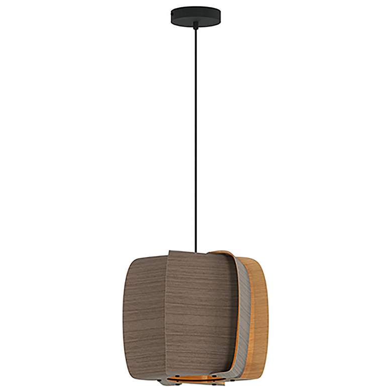 Image 1 WEP Collection Alba 40 15.75"W Pendant Black Finish with Grey Oak/Ash Shade