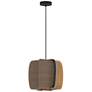 1_WEP Collection Alba 40 15.75"W Pendant Black Finish with Grey Oak/Ash Shade