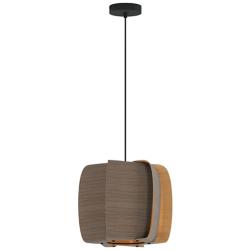 WEP Collection Alba 40 15.75"W Pendant Black Finish with Grey Oak/Ash Shade