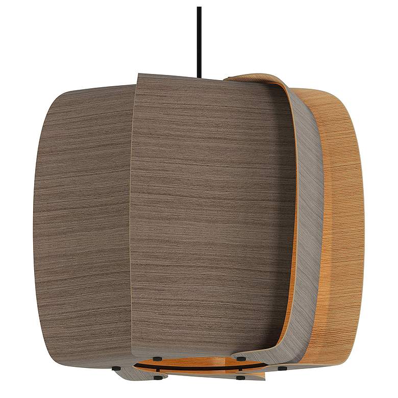 Image 2 WEP Collection Alba 40 15.75"W Pendant Black Finish with Grey Oak/Ash Shade more views