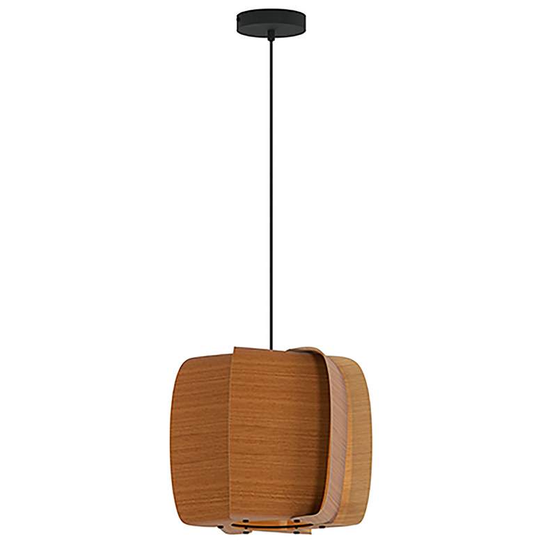 Image 1 WEP Collection Alba 40 15.75"W Pendant Black Finish with Petiribi/Ash Shade