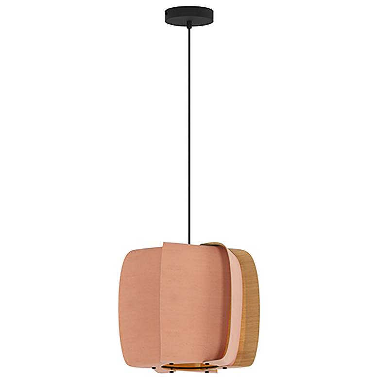 Image 1 WEP Collection Alba 40 15.75"W Pendant Black Finish with Rose/Ash Shade