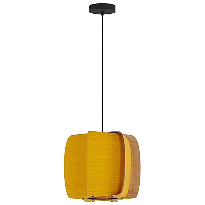 Image 1 WEP Collection Alba 40 15.75"W Pendant Black Finish with Yellow/Ash Shade