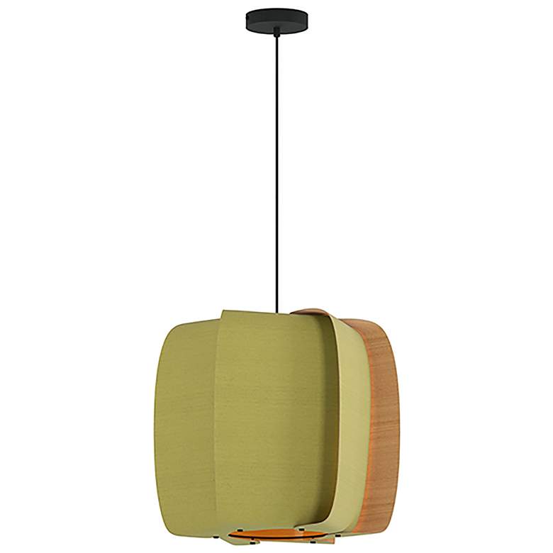 Image 1 WEP Collection Alba 54 21.25"W Pendant Black Finish w/ Pale Green/Ash Shade