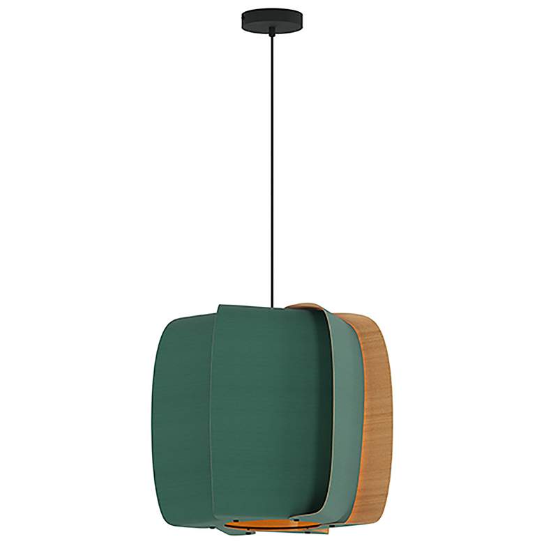 Image 1 WEP Collection Alba 54 21.25"W Pendant Black Finish w/ Petrol/Ash Shade