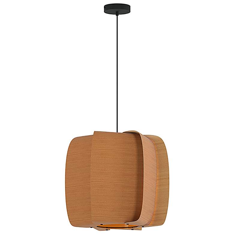 Image 1 WEP Collection Alba 54 21.25"W Pendant Black Finish with Beech/Ash Shade
