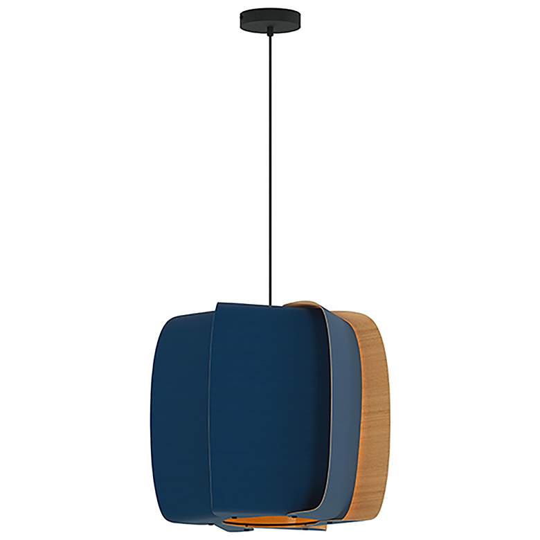 Image 1 WEP Collection Alba 54 21.25"W Pendant Black Finish with Blue/Ash Shade