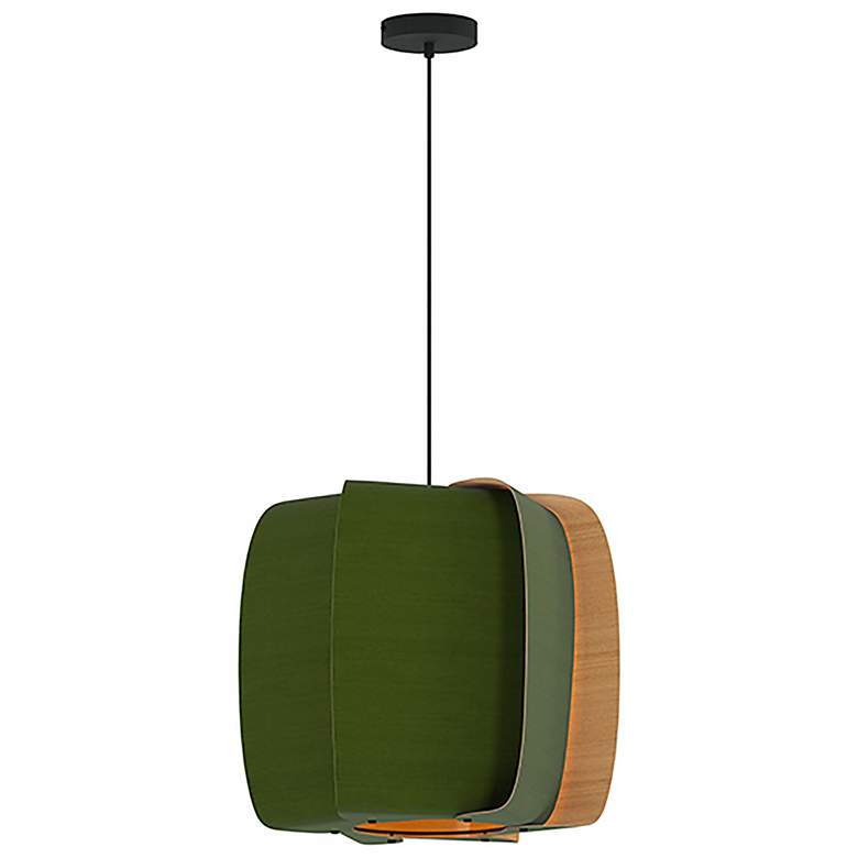 Image 1 WEP Collection Alba 54 21.25"W Pendant Black Finish with Green/Ash Shade