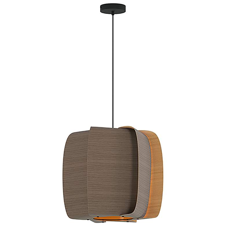 Image 1 WEP Collection Alba 54 21.25"W Pendant Black Finish with Grey Oak/Ash Shade