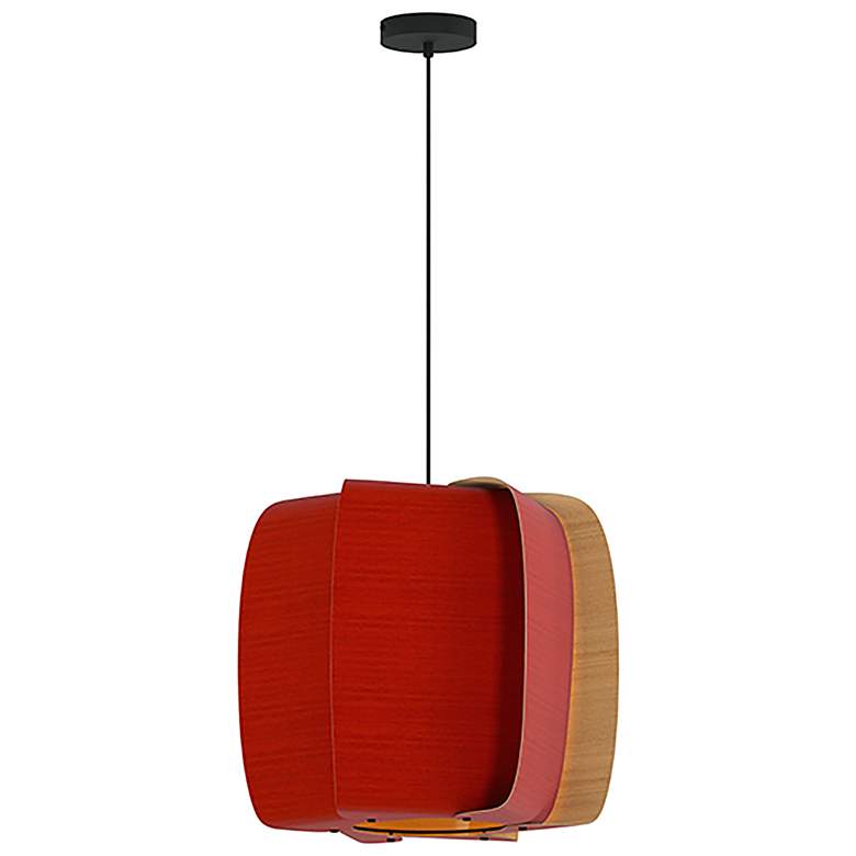 Image 1 WEP Collection Alba 54 21.25"W Pendant Black Finish with Red/Ash Shade