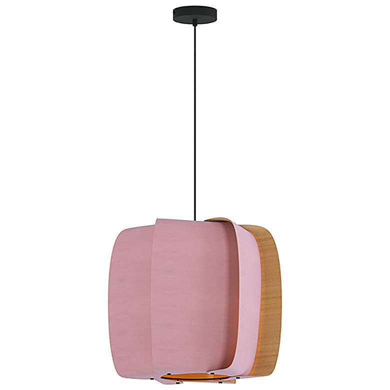Image 1 WEP Collection Alba 54 21.25"W Pendant Black Finish with Rose/Ash Shade