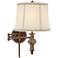 Werner Brown and Gold Plug-In Swing Arm Wall Lamp