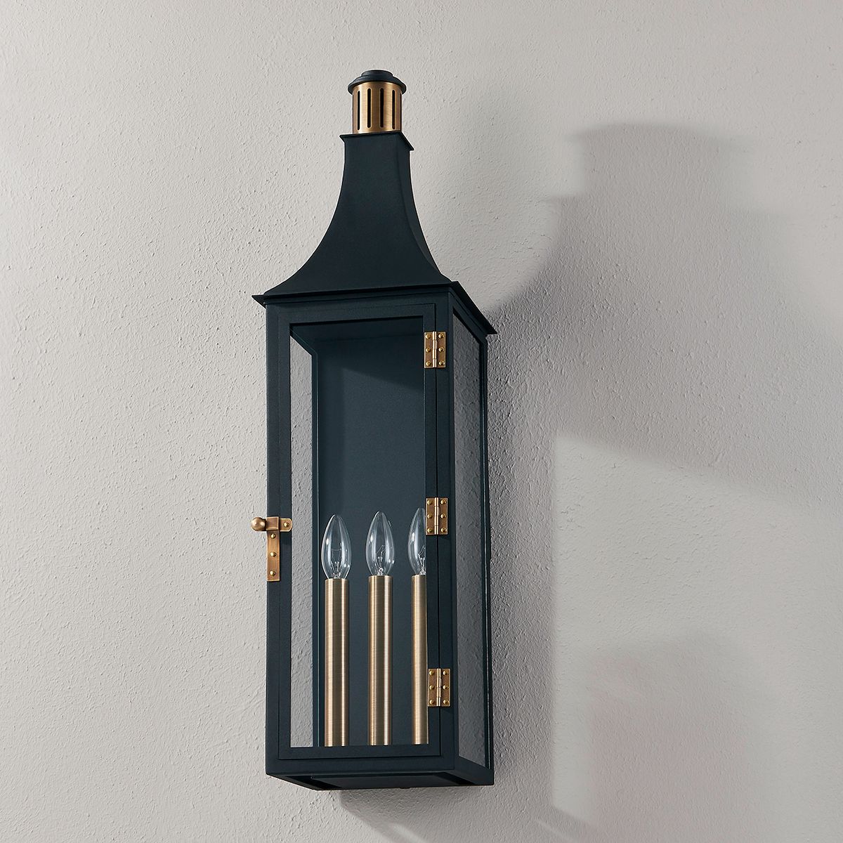 Image 4 Wes 30 3/4" High Black and Brass Outdoor Lantern Wall Light more views