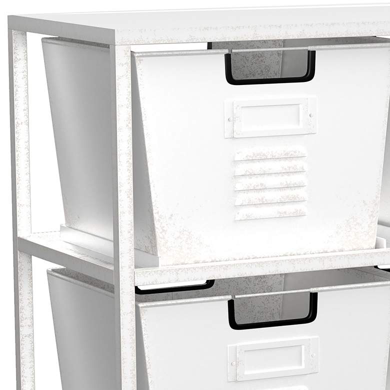 Image 3 Wesla 43 3/4" Wide White Metal Storage Shelf with 6 Bins more views