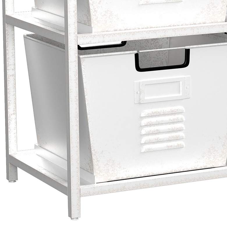 Image 4 Wesla 43 3/4 inch Wide White Metal Storage Shelf with 6 Bins more views