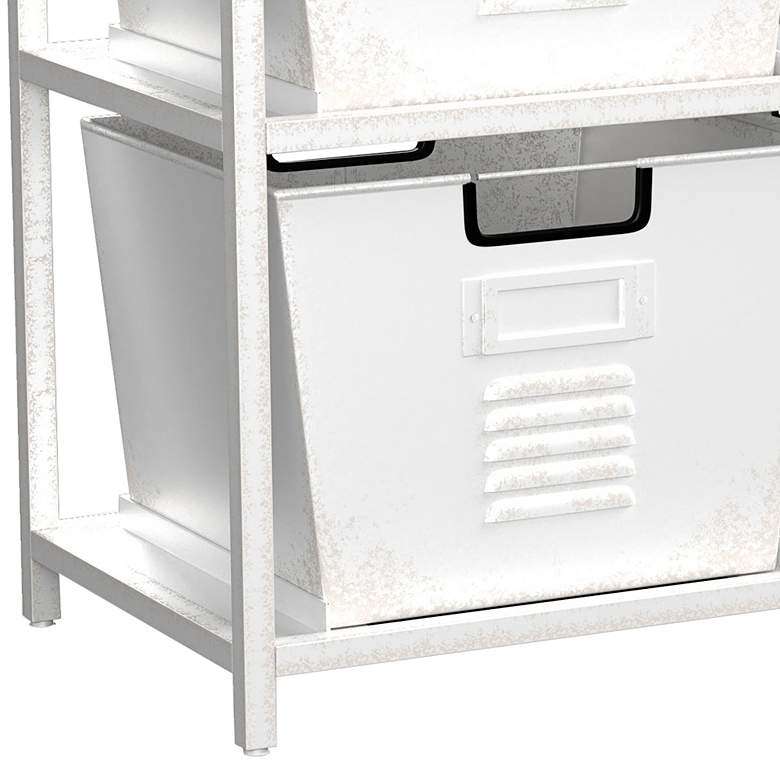 Image 4 Wesla 43 3/4" Wide White Metal Storage Shelf with 6 Bins more views