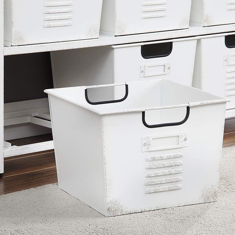 Image 5 Wesla 43 3/4" Wide White Metal Storage Shelf with 6 Bins more views