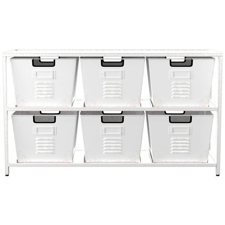 Image 6 Wesla 43 3/4 inch Wide White Metal Storage Shelf with 6 Bins more views