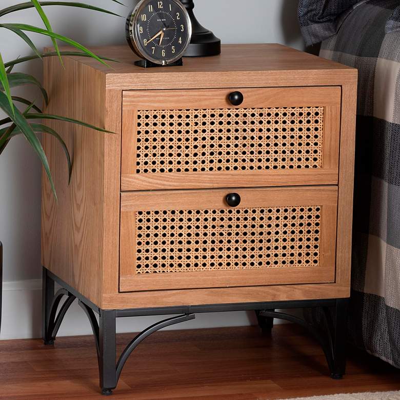 Image 1 Weslan 17 3/4" Wide Natural Brown Wood 2-Drawer Nightstand