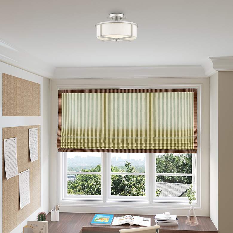Image 6 Wesley 13-in W Brushed Nickel Fabric Semi-Flush Mount Light more views