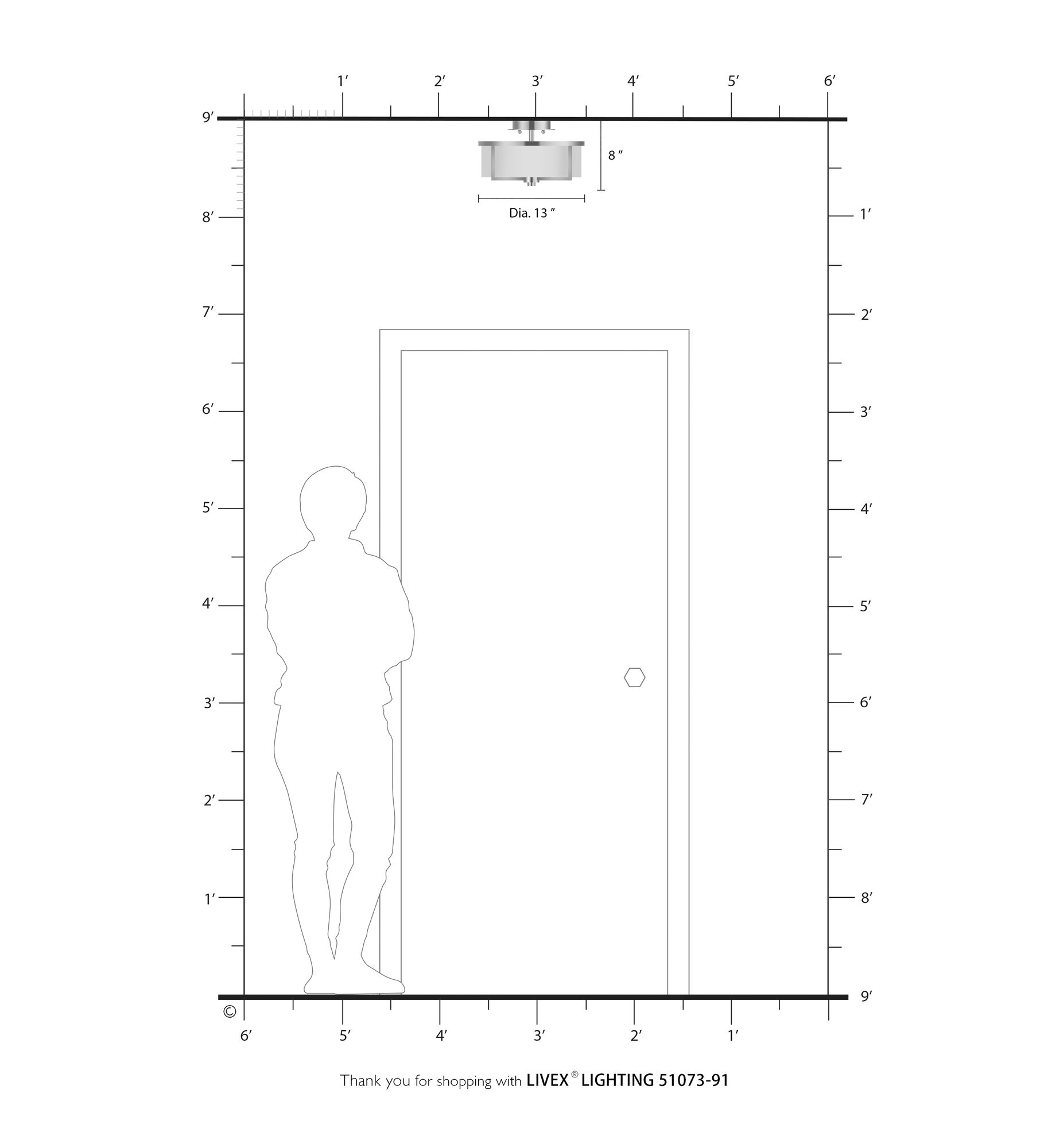 Wesley 13-in W Brushed Nickel Fabric Semi-Flush Mount Light