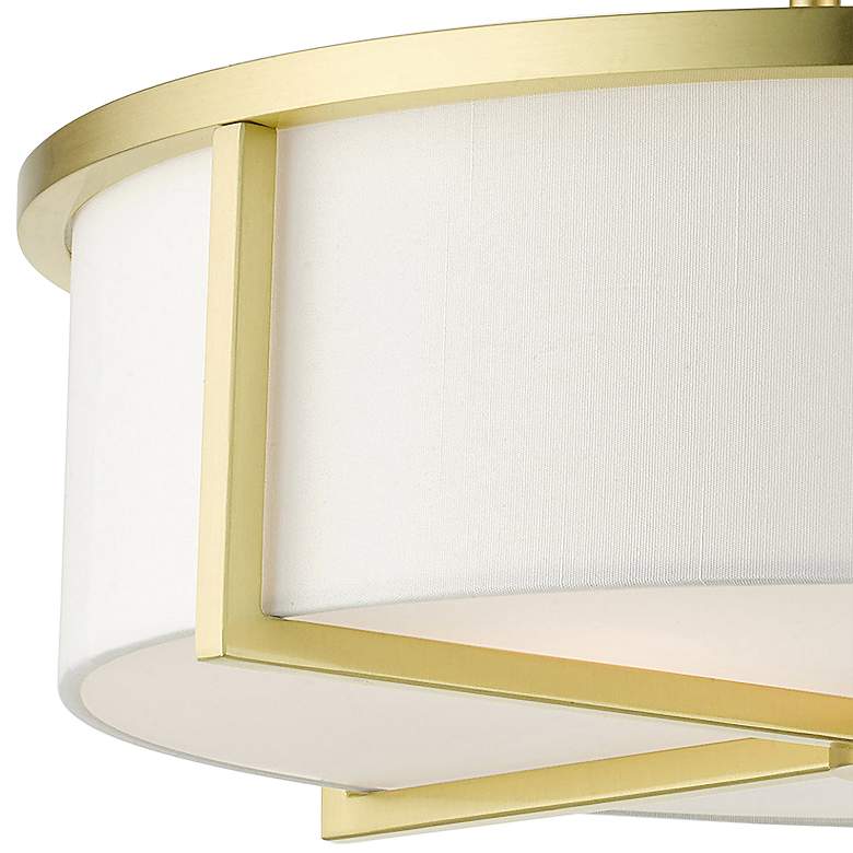 Image 3 Wesley 16 inch Wide Satin Brass Semi-Flush Ceiling Light more views