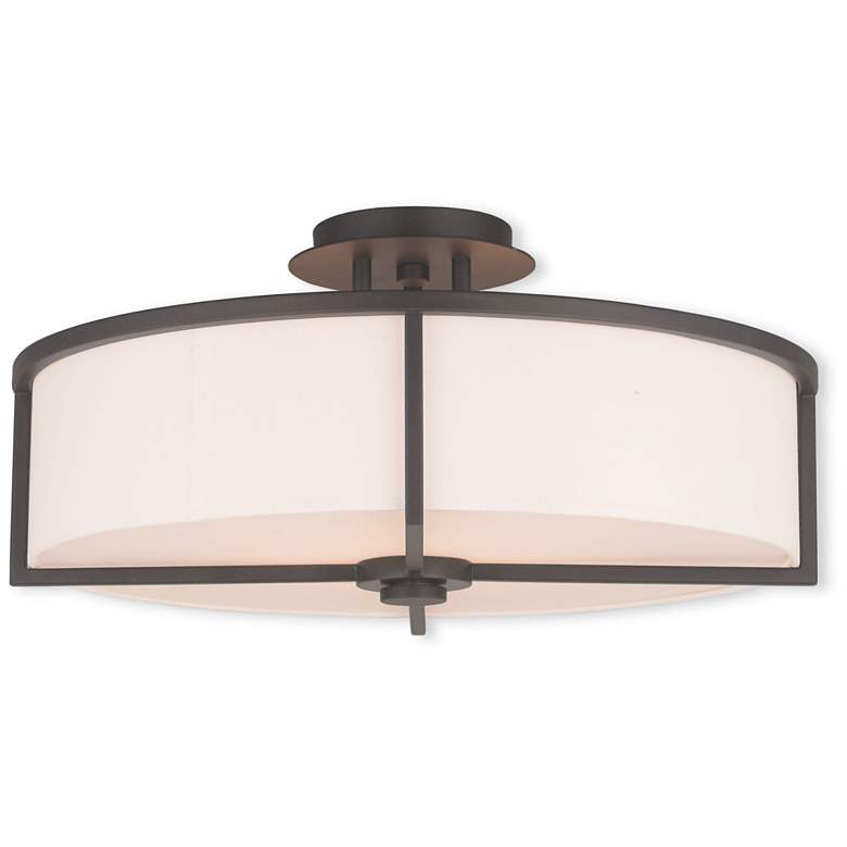 Image 1 Wesley 19-in W Bronze Fabric Semi-Flush Mount Light