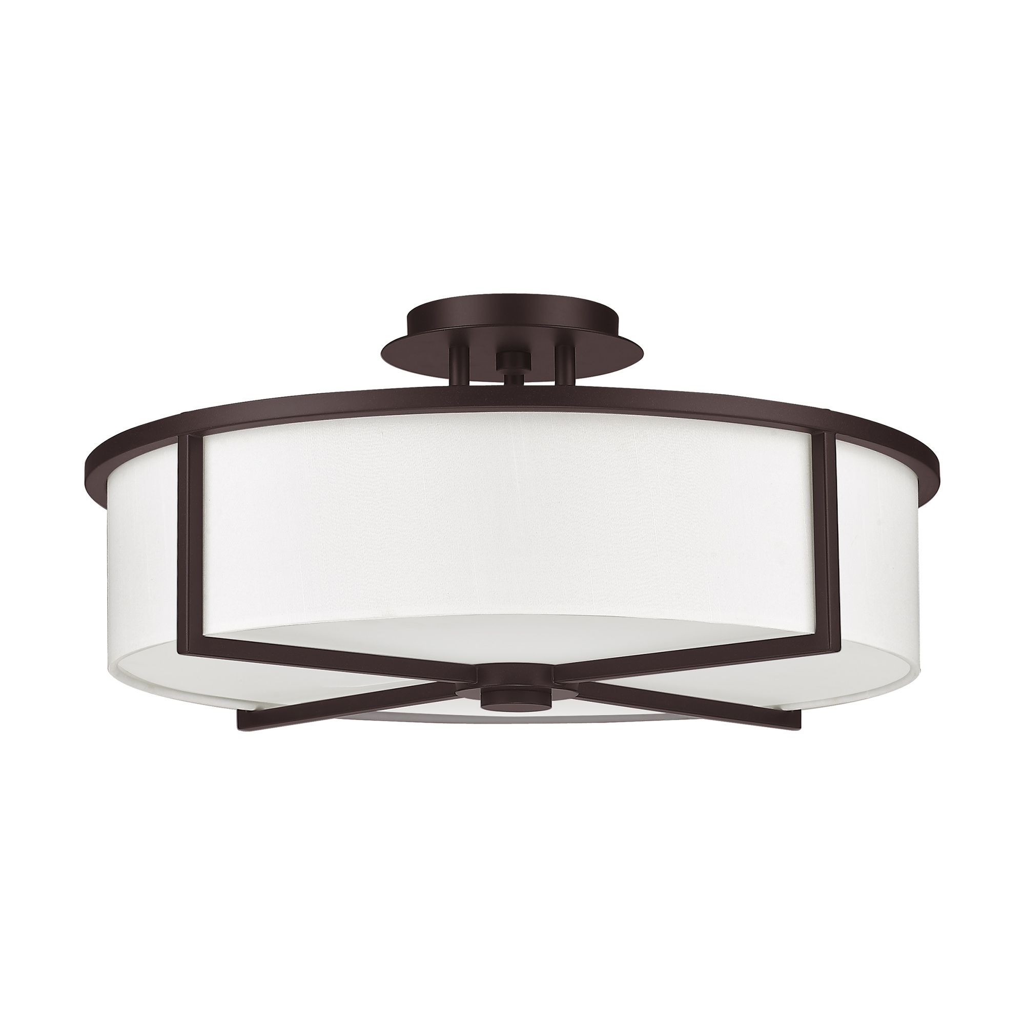 Image 3 Wesley 19-in W Bronze Fabric Semi-Flush Mount Light more views