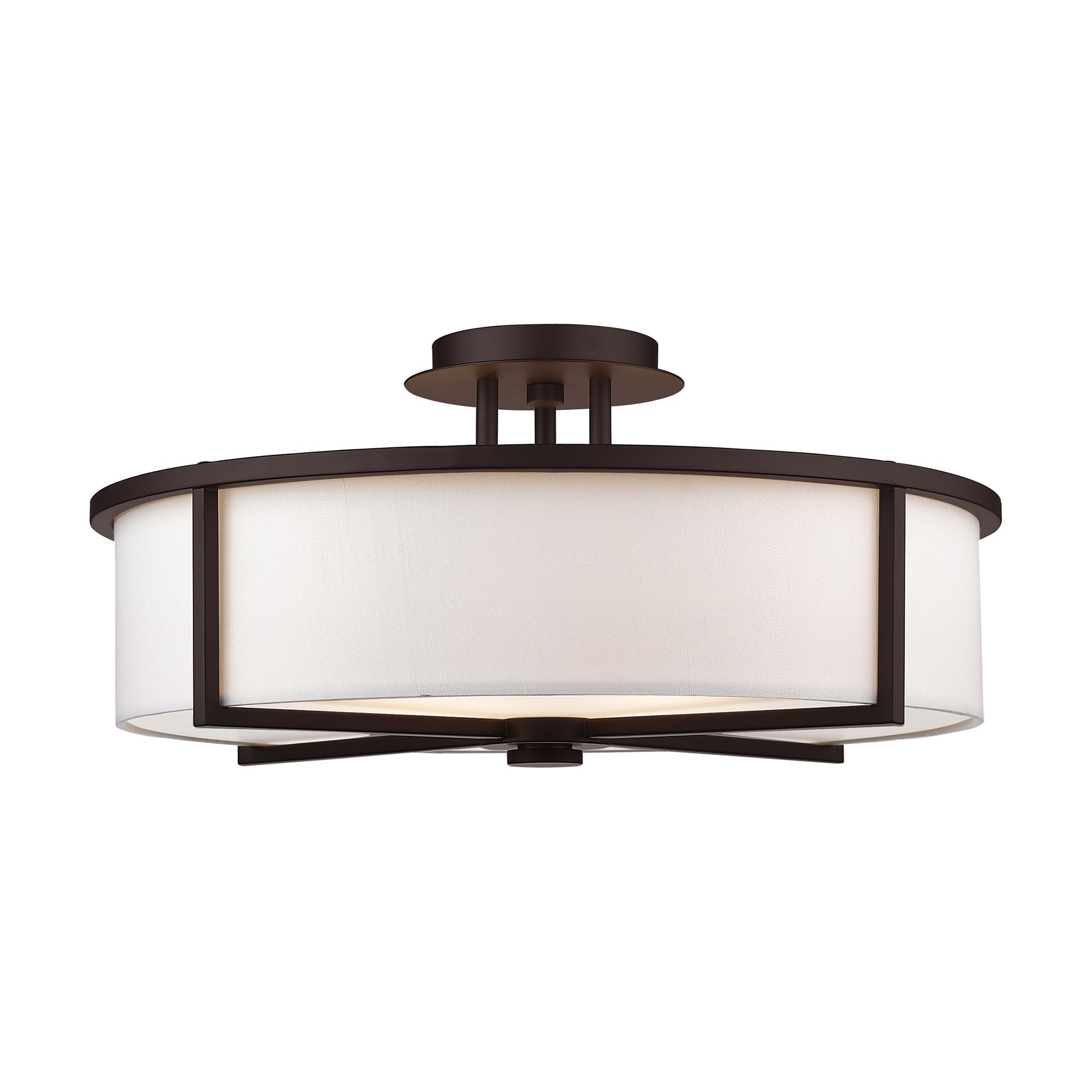 Image 4 Wesley 19-in W Bronze Fabric Semi-Flush Mount Light more views