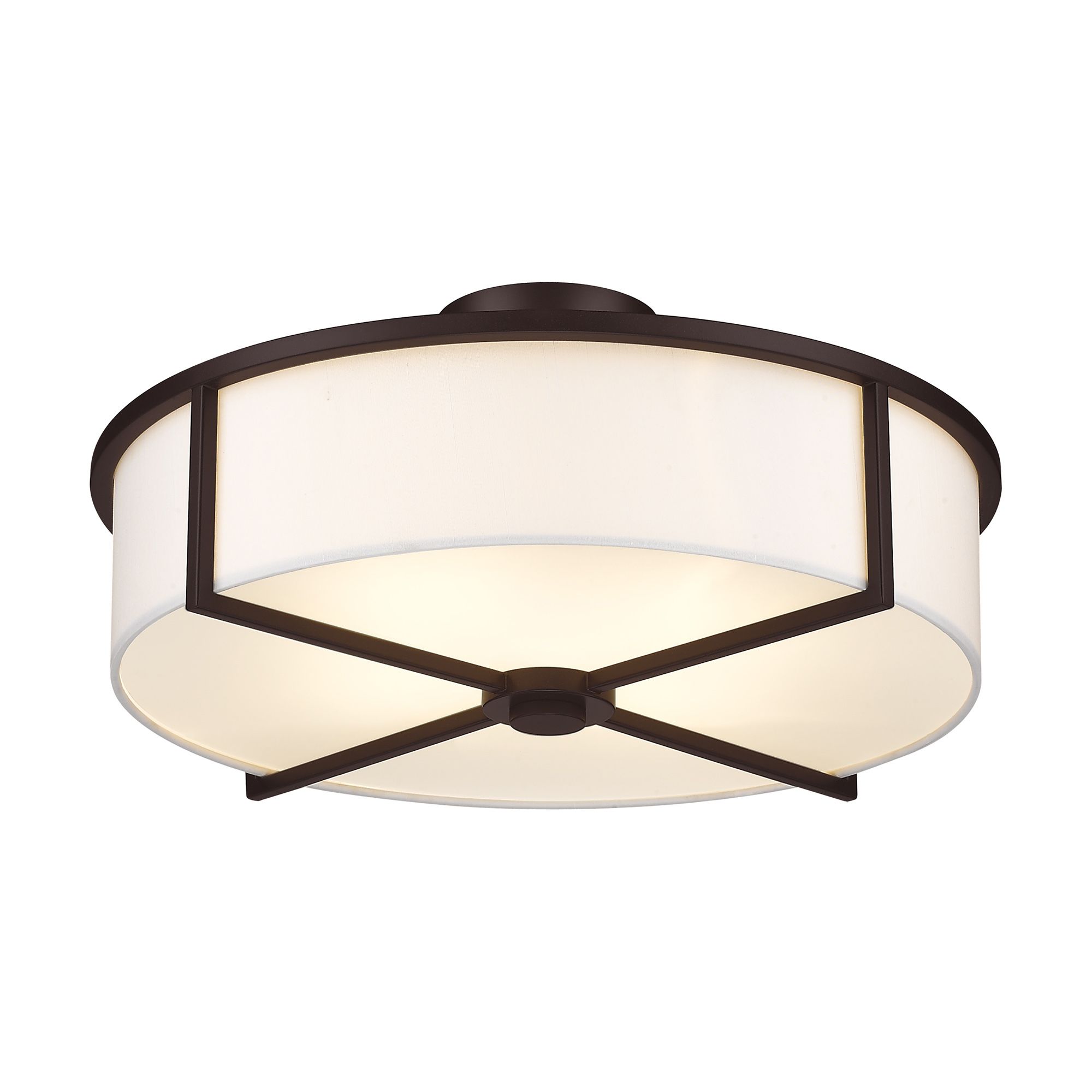 Image 5 Wesley 19-in W Bronze Fabric Semi-Flush Mount Light more views