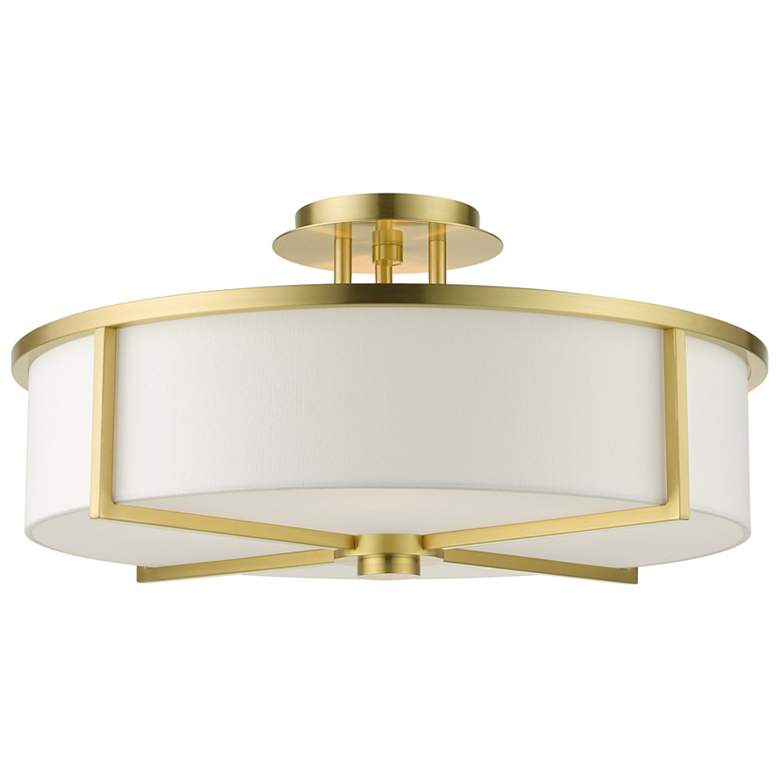 Image 2 Wesley 19" Wide Satin Brass Drum Ceiling Light