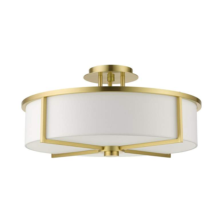 Image 3 Wesley 19" Wide Satin Brass Drum Ceiling Light more views