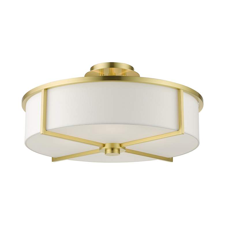 Image 4 Wesley 19" Wide Satin Brass Drum Ceiling Light more views
