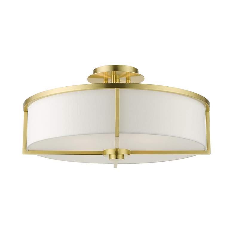 Image 7 Wesley 19" Wide Satin Brass Drum Ceiling Light more views