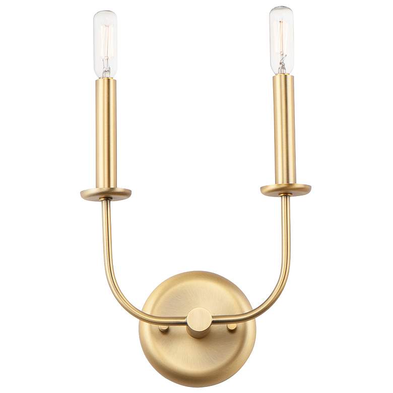 Image 1 Wesley 2-Light 9 inch Wide Satin Brass Wall Sconce