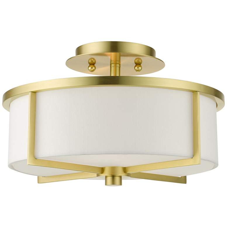 Image 1 Wesley 2 Light Satin Brass Semi Flush