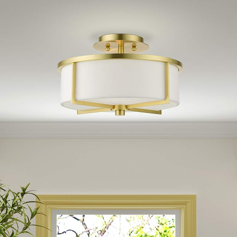 Image 1 Wesley 2 Light Satin Brass Semi Flush