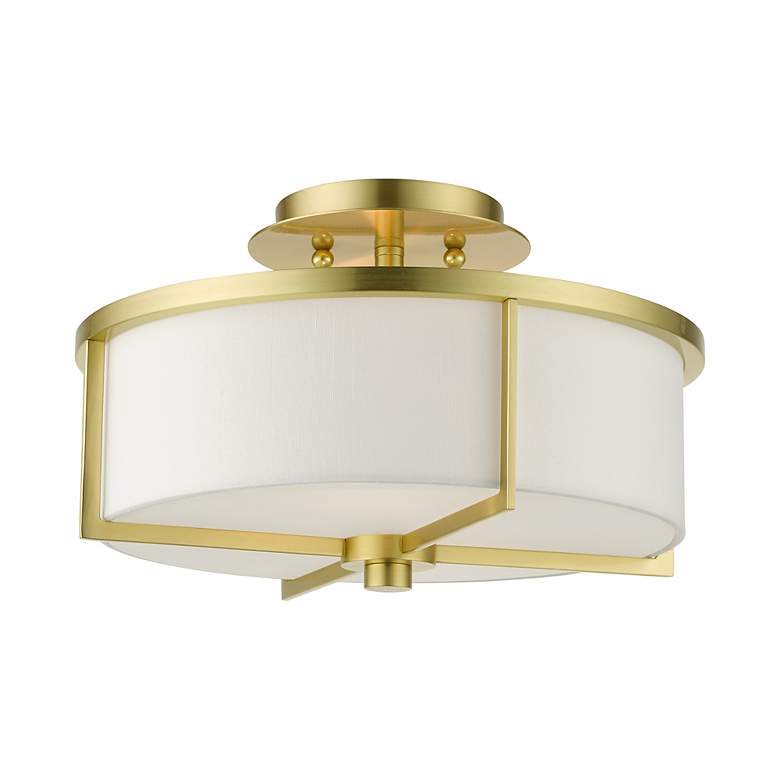 Image 7 Wesley 2 Light Satin Brass Semi Flush more views