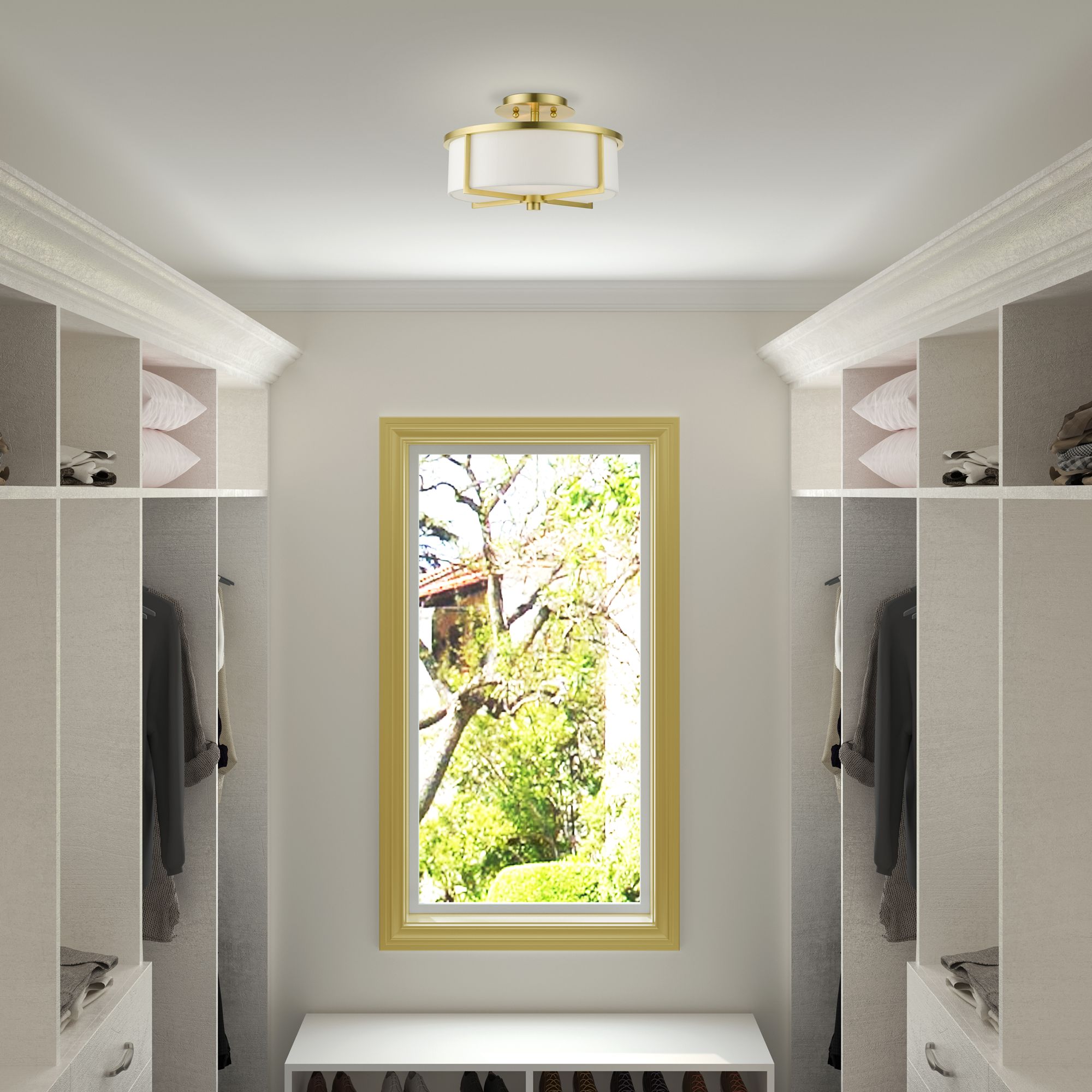 Wesley 2 Light Satin Brass Semi Flush